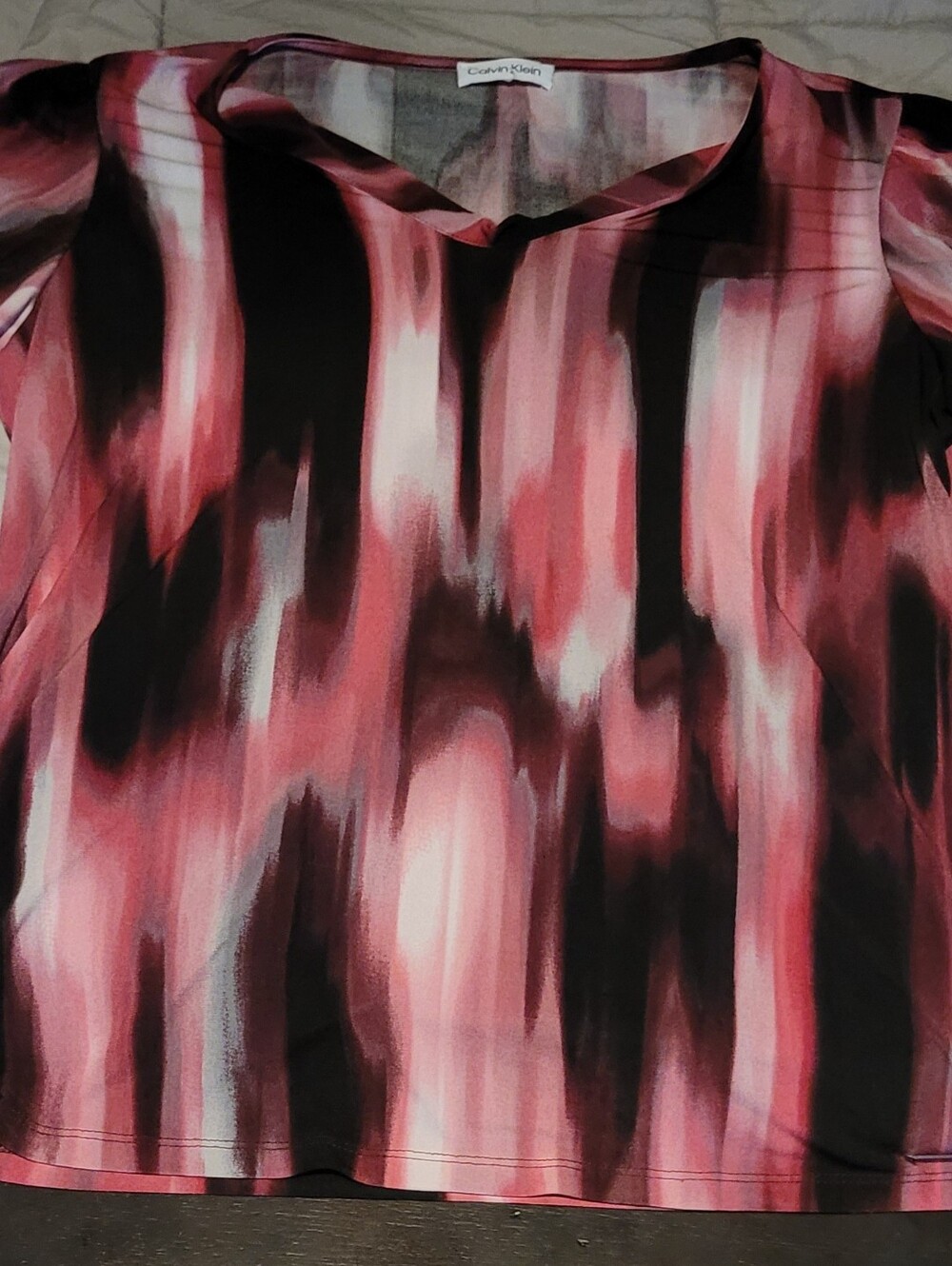 Calvin Klein Pink Black Brushstroke Print Tunic Top